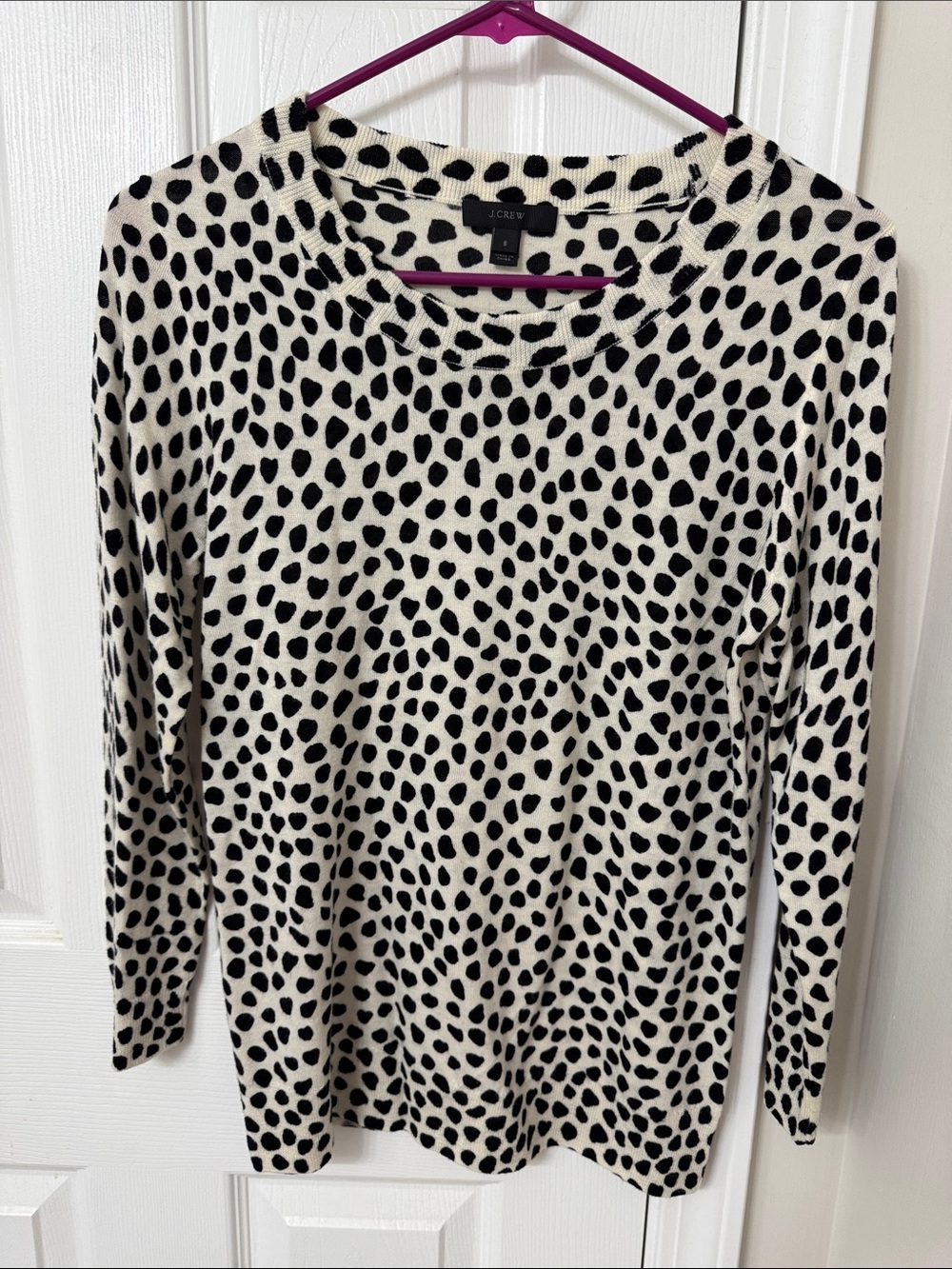 J. Crew Black Dot-Print Cream Sweater